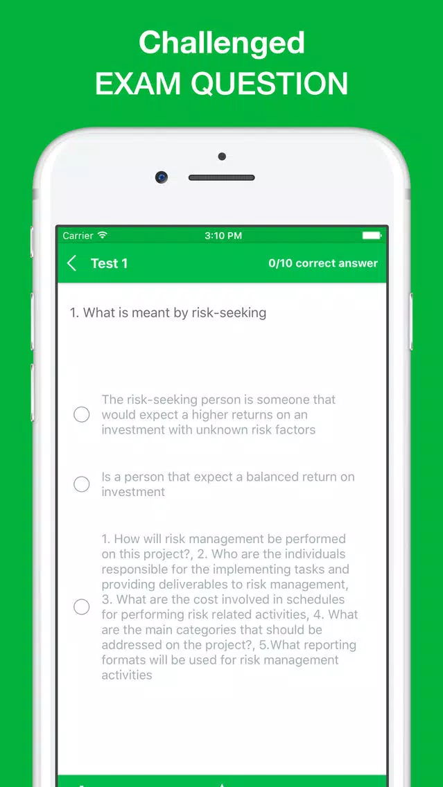 Risk Management Exam Question 2017 Screenshots