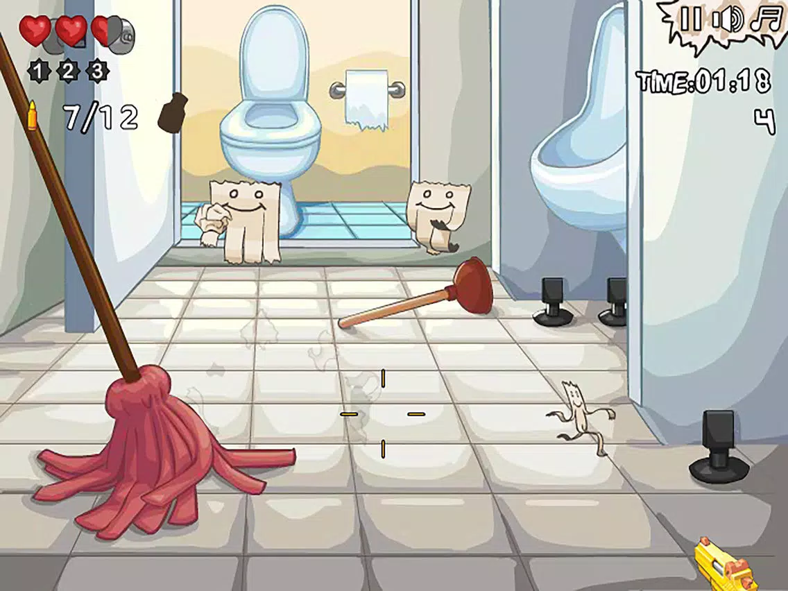 Paper Shooting in Bathroom iPad Screenshots