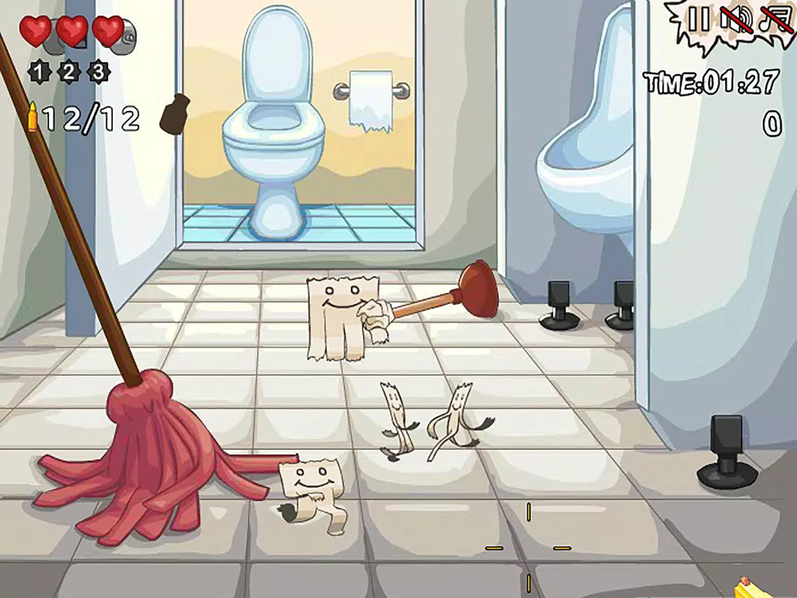 Paper Shooting in Bathroom iPad Screenshots