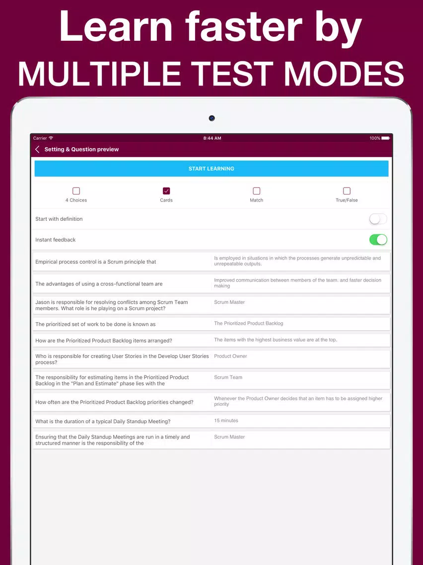Certified Scrum Master 2017 iPad Screenshots