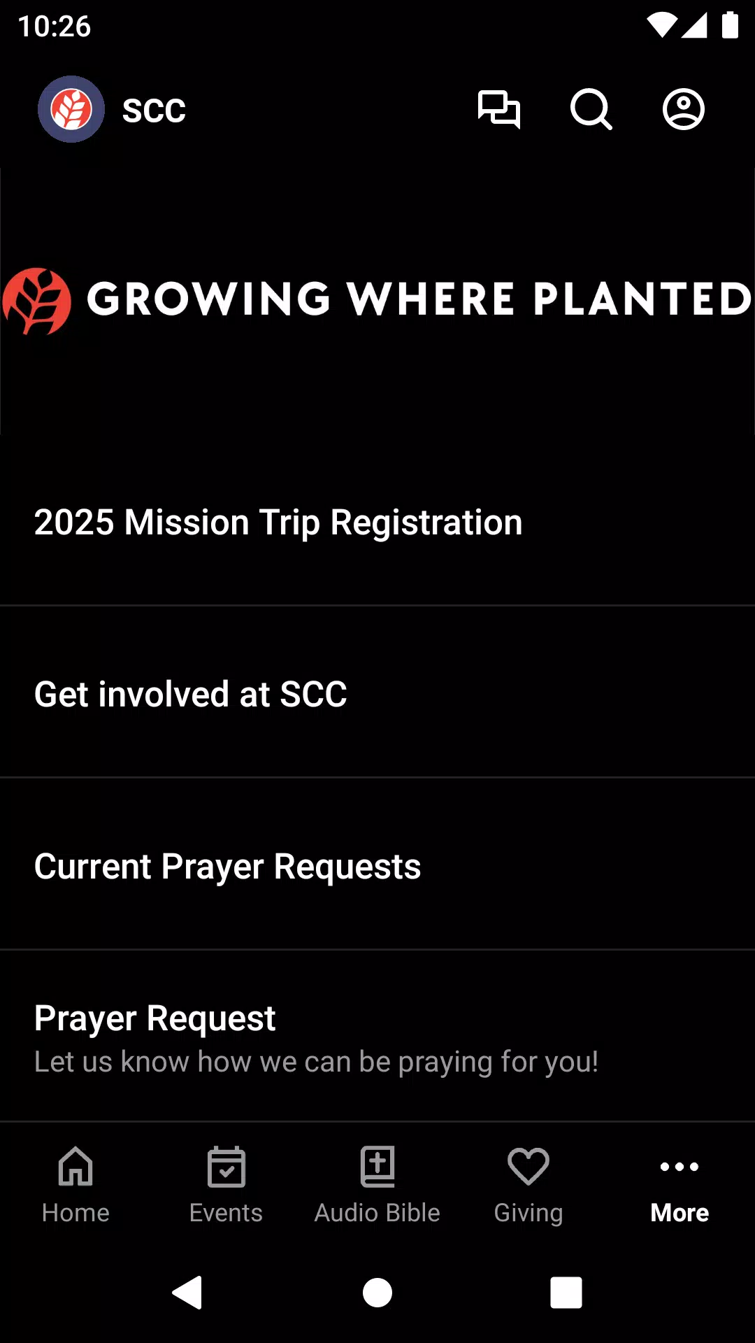 My SCC Mobile App Screenshots