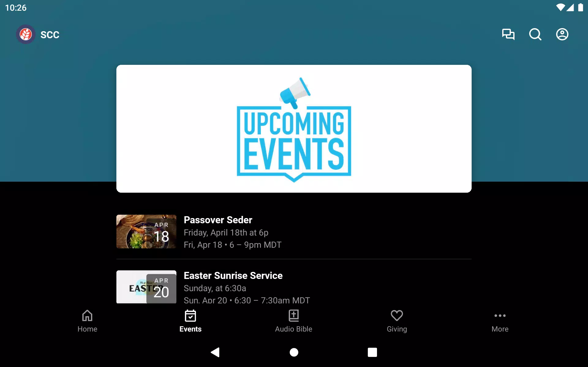 My SCC Mobile App Screenshots