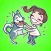 Cute Dog Husky and Girl Stickers