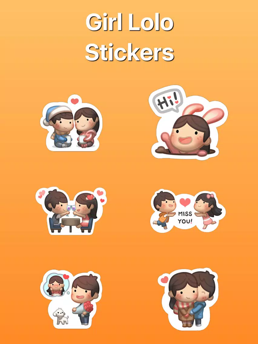 Girl Lolo with Boyfriend Stickers iPad Screenshots