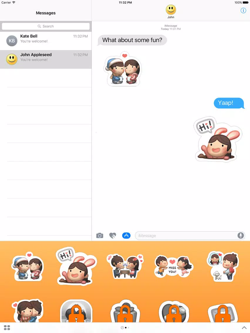Girl Lolo with Boyfriend Stickers iPad Screenshots