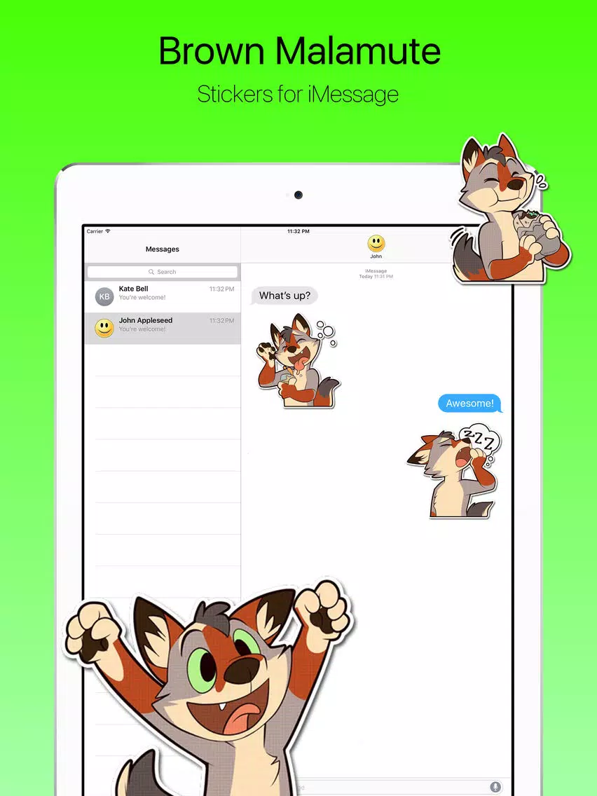 Capturas de tela do Brown Malamute Stickers iPad