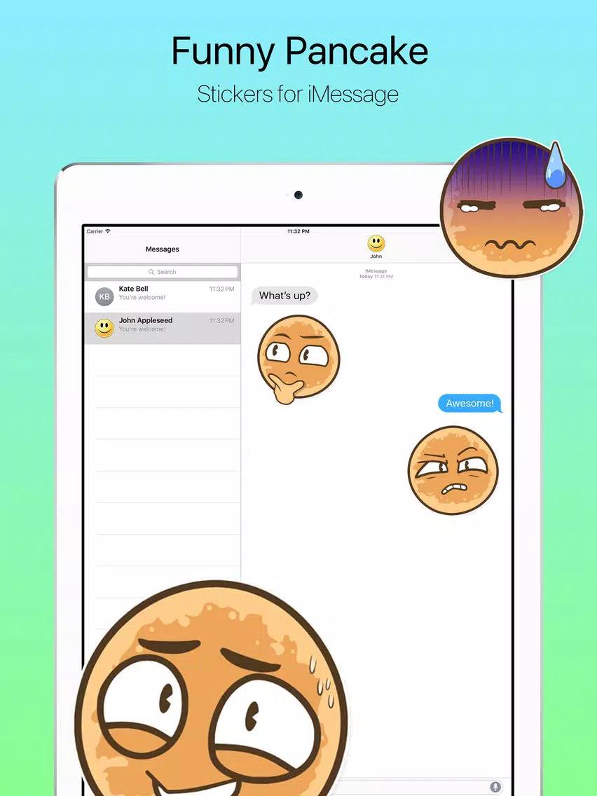 Funny Pancake Stickers iPad Screenshots