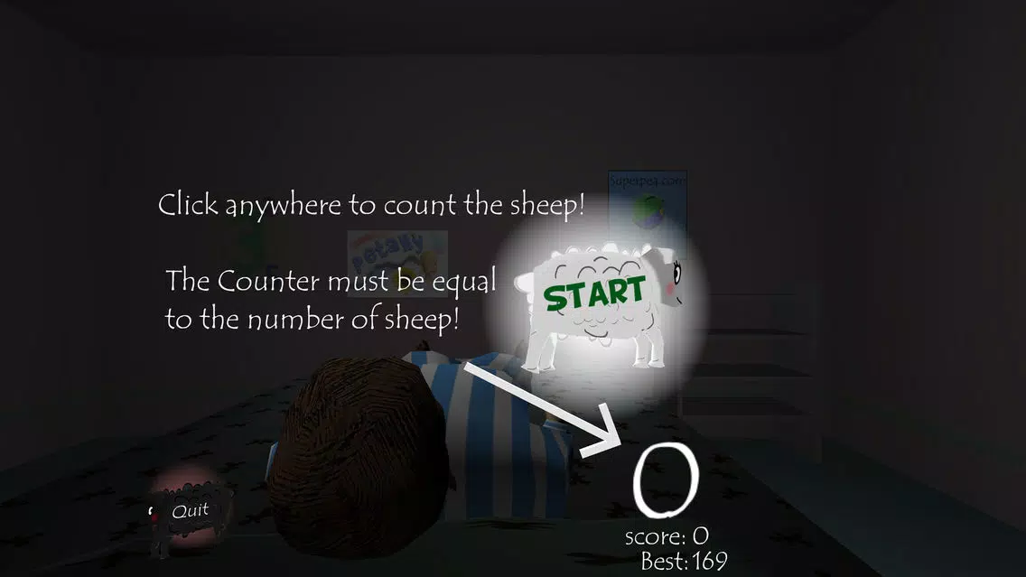 Ảnh chụp màn hình của Sheep Sleep, A Hardcore Game Hell.. Learn to count sheep to help the boy deepen his dream.