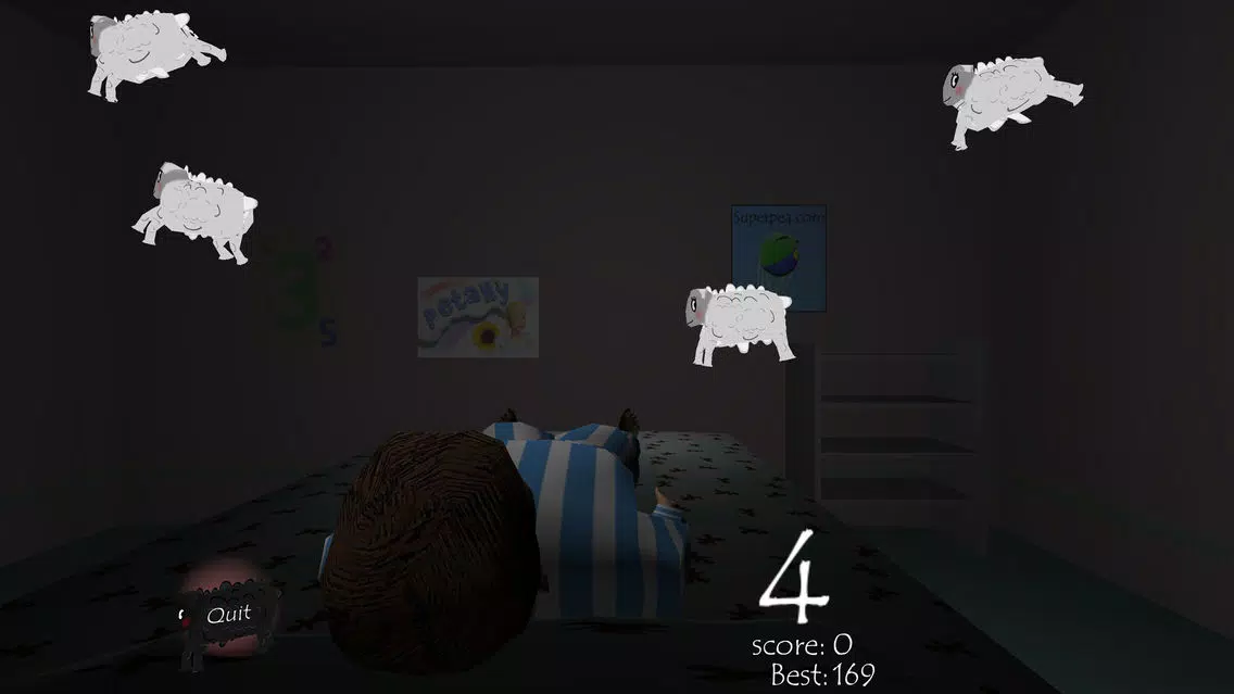 Ảnh chụp màn hình của Sheep Sleep, A Hardcore Game Hell.. Learn to count sheep to help the boy deepen his dream.