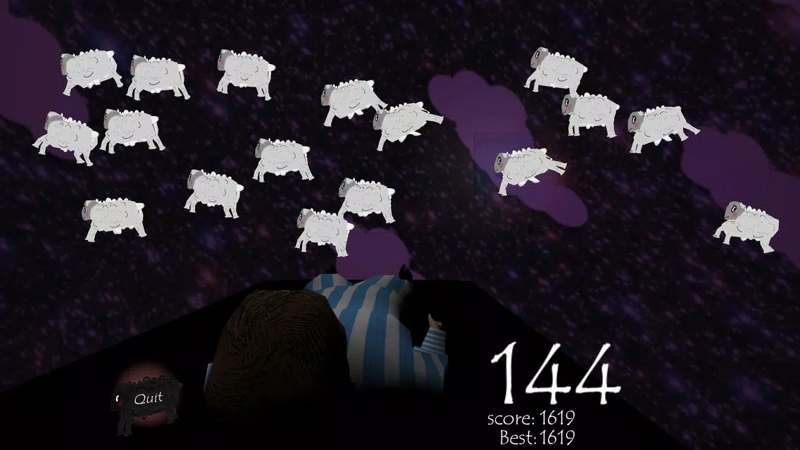Ảnh chụp màn hình của Sheep Sleep, A Hardcore Game Hell.. Learn to count sheep to help the boy deepen his dream.