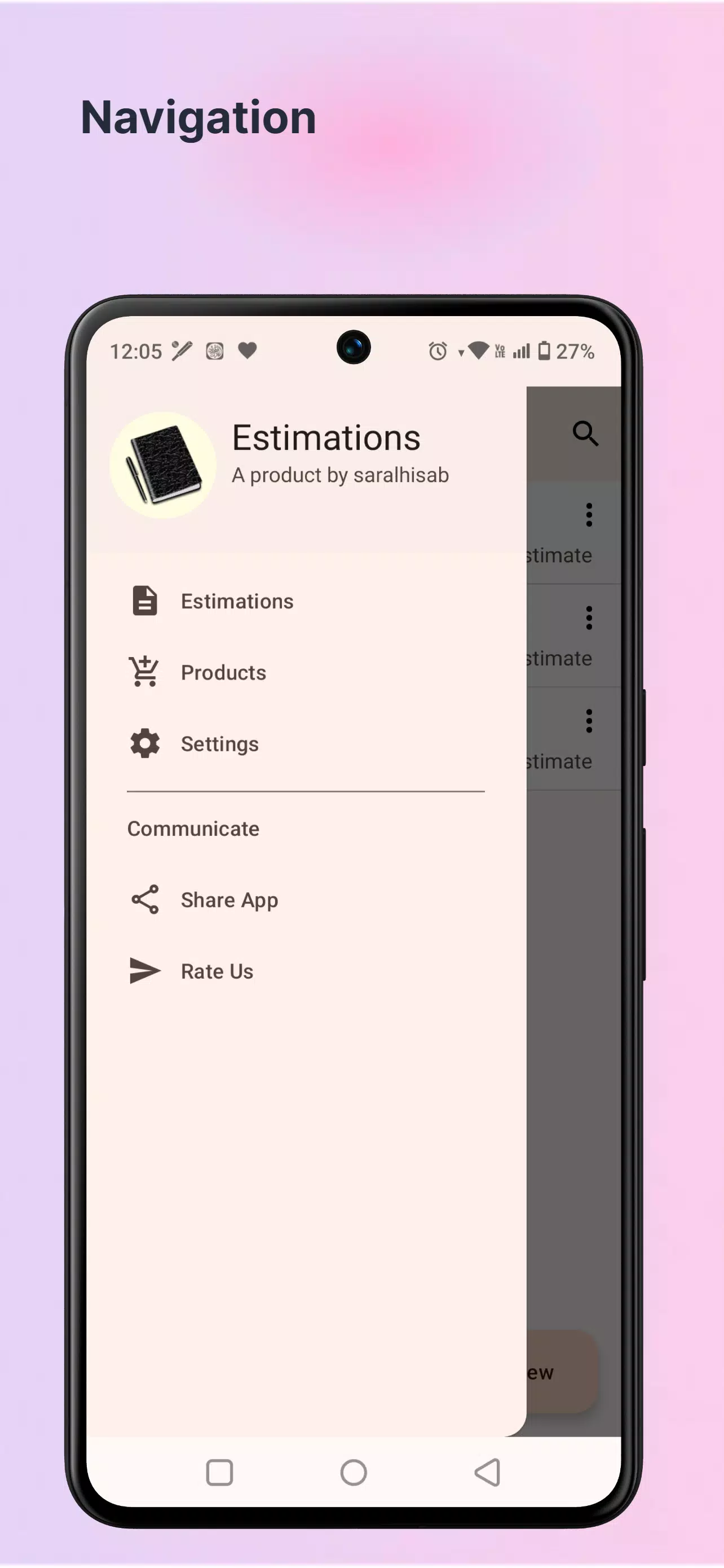 Business Estimates,Estimation Screenshots