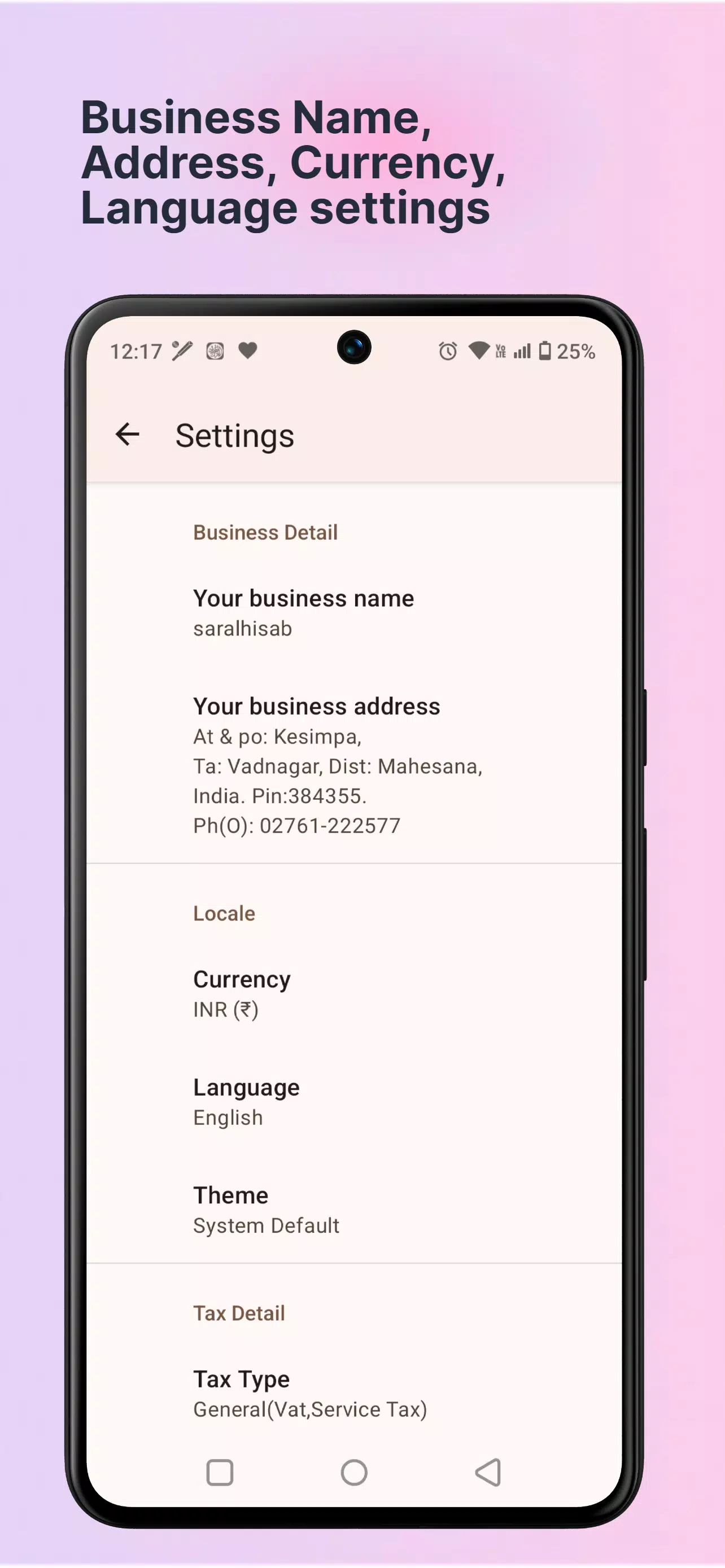 Business Estimates,Estimation Screenshots