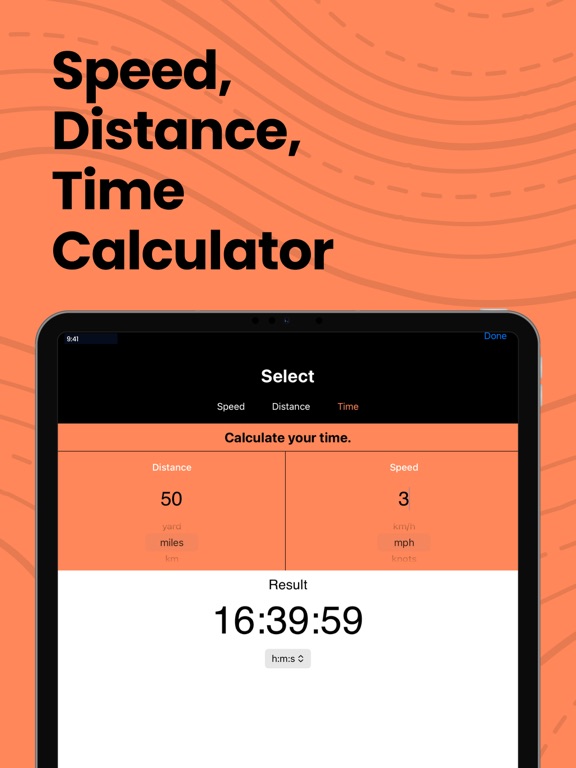 Calculator Speed Distance Time iPad Screenshots