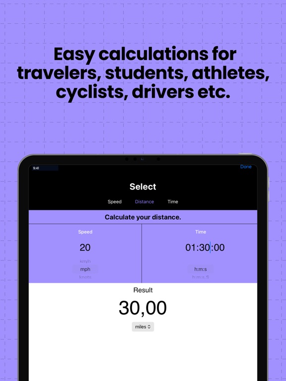 Calculator Speed Distance Time iPad Screenshots