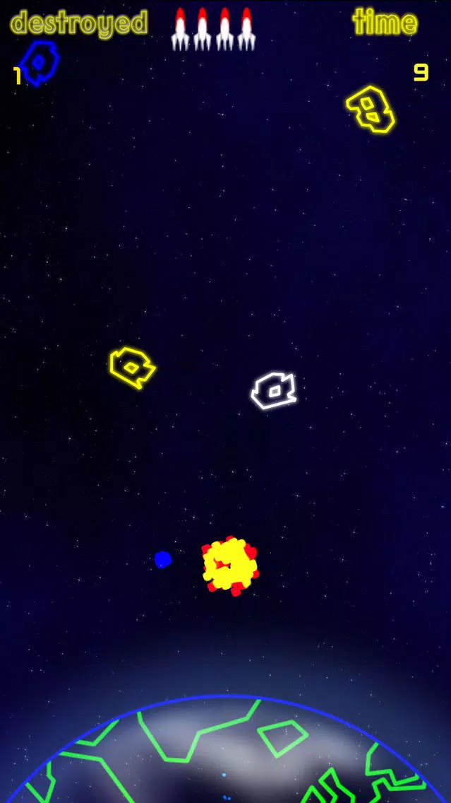 Tangkapan skrin Neon Asteroids Attack