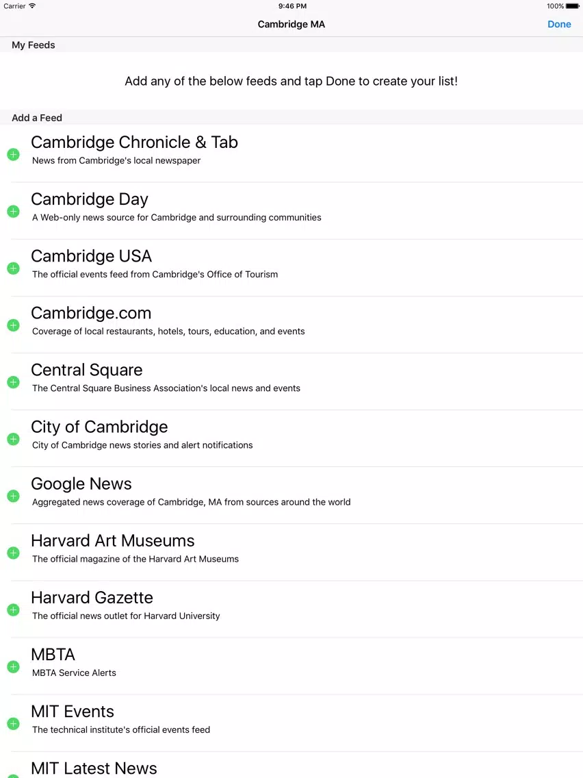 Cambridge MA iPad Screenshots