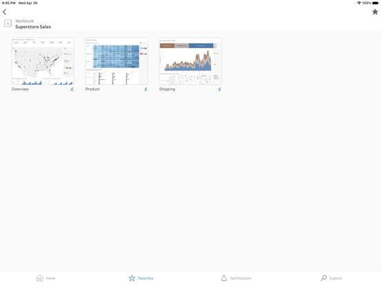 Tableau Mobile - Workspace ONE iPad Screenshots