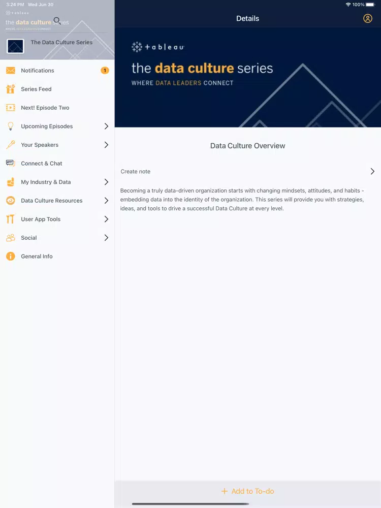 Tableau Data Culture Series iPad Screenshots