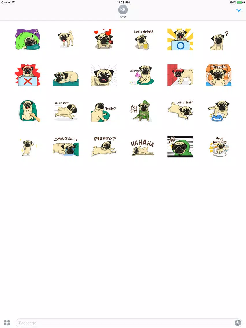 Animated The Funny Pug Expression Stickers iPad Screenshots