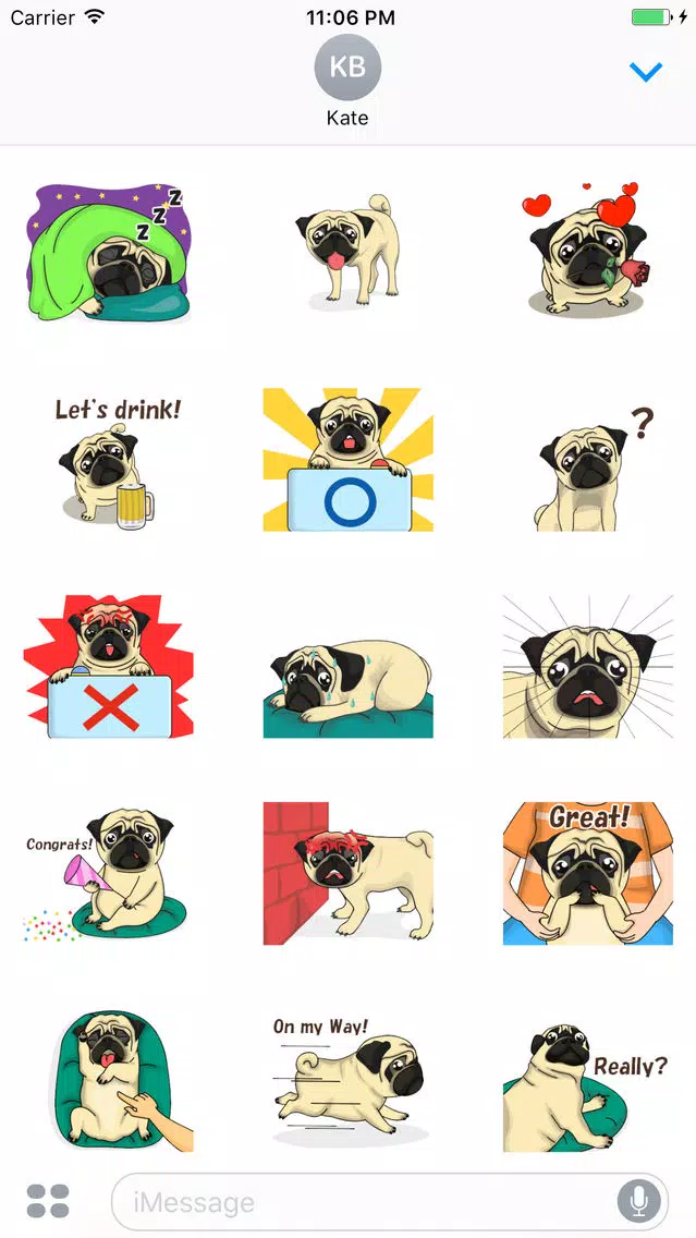 Animated The Funny Pug Expression Stickers Screenshots