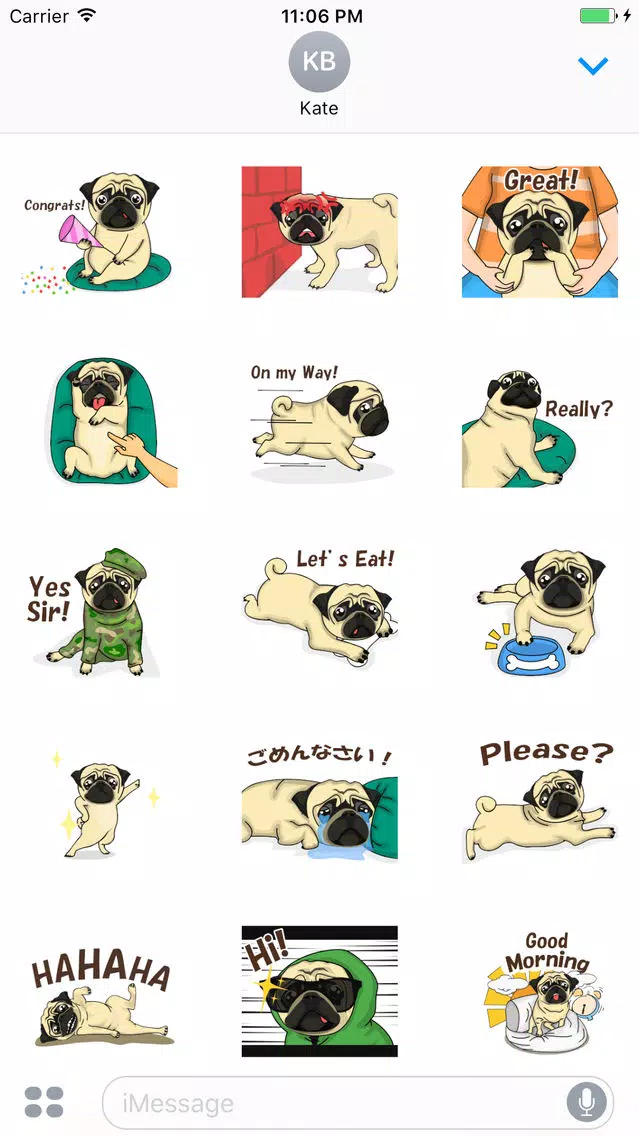 Animated The Funny Pug Expression Stickers Screenshots