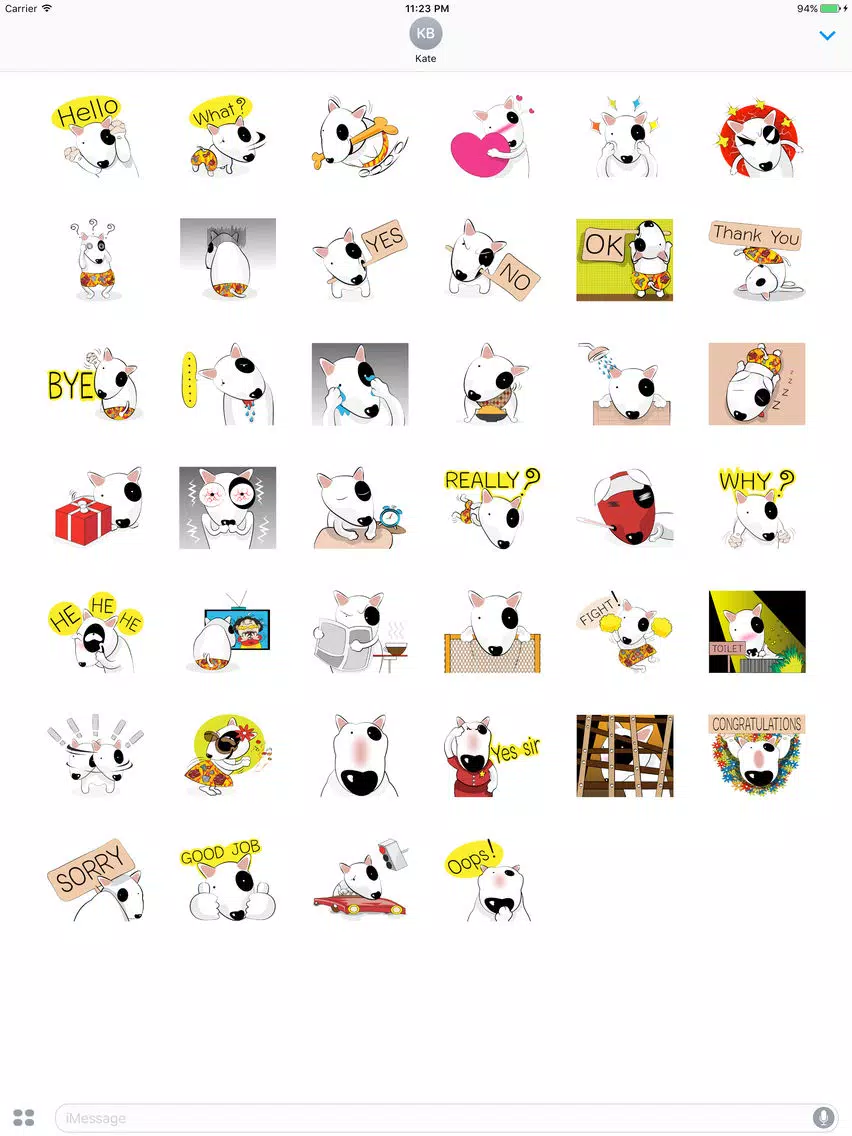 Raff The FUnny Dog Daily Life English Sticker iPad Screenshots