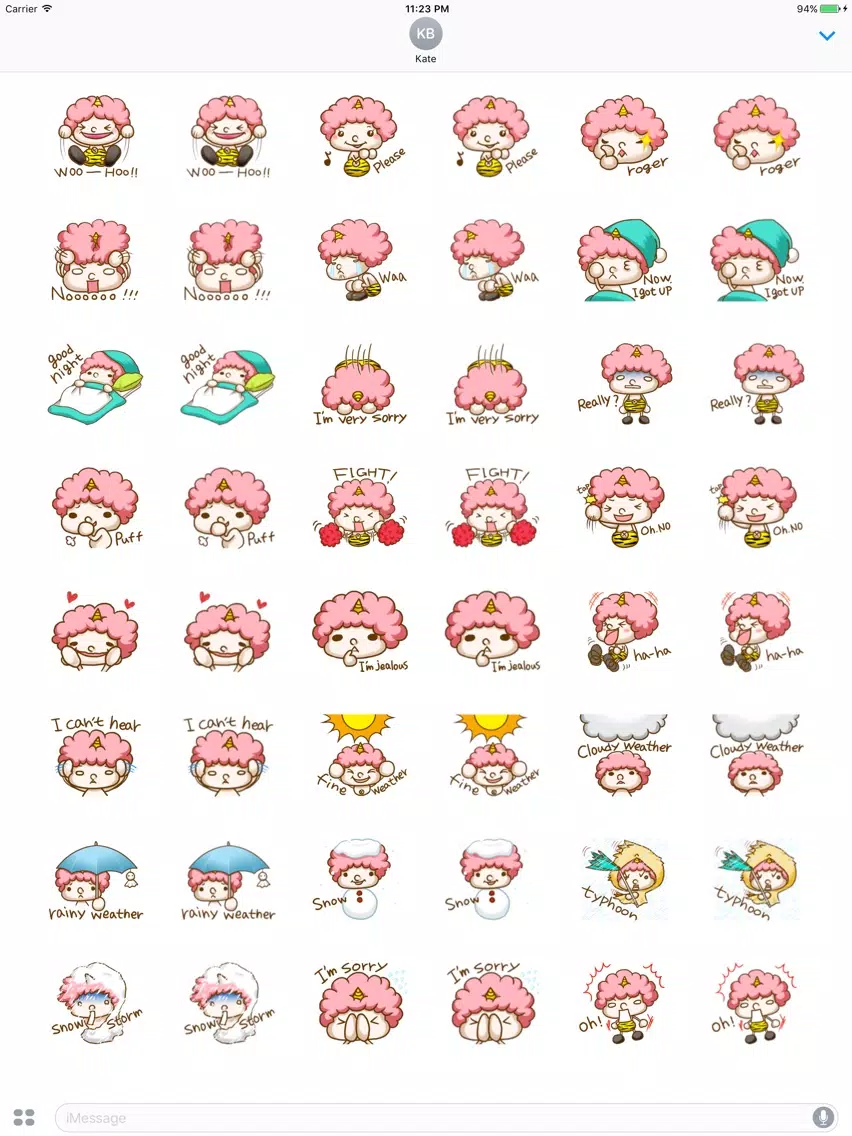 The Baby Pink Hair Girl English Sticker iPad Screenshots