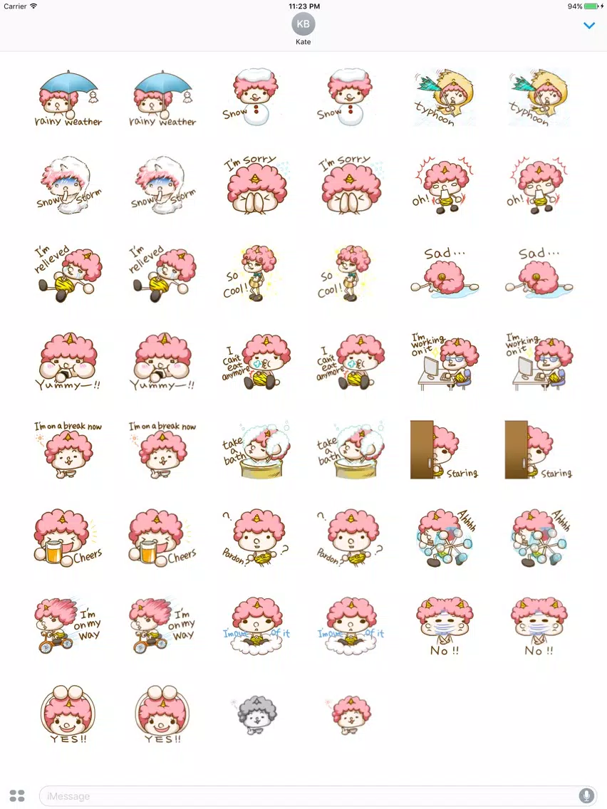 The Baby Pink Hair Girl English Sticker iPad Screenshots