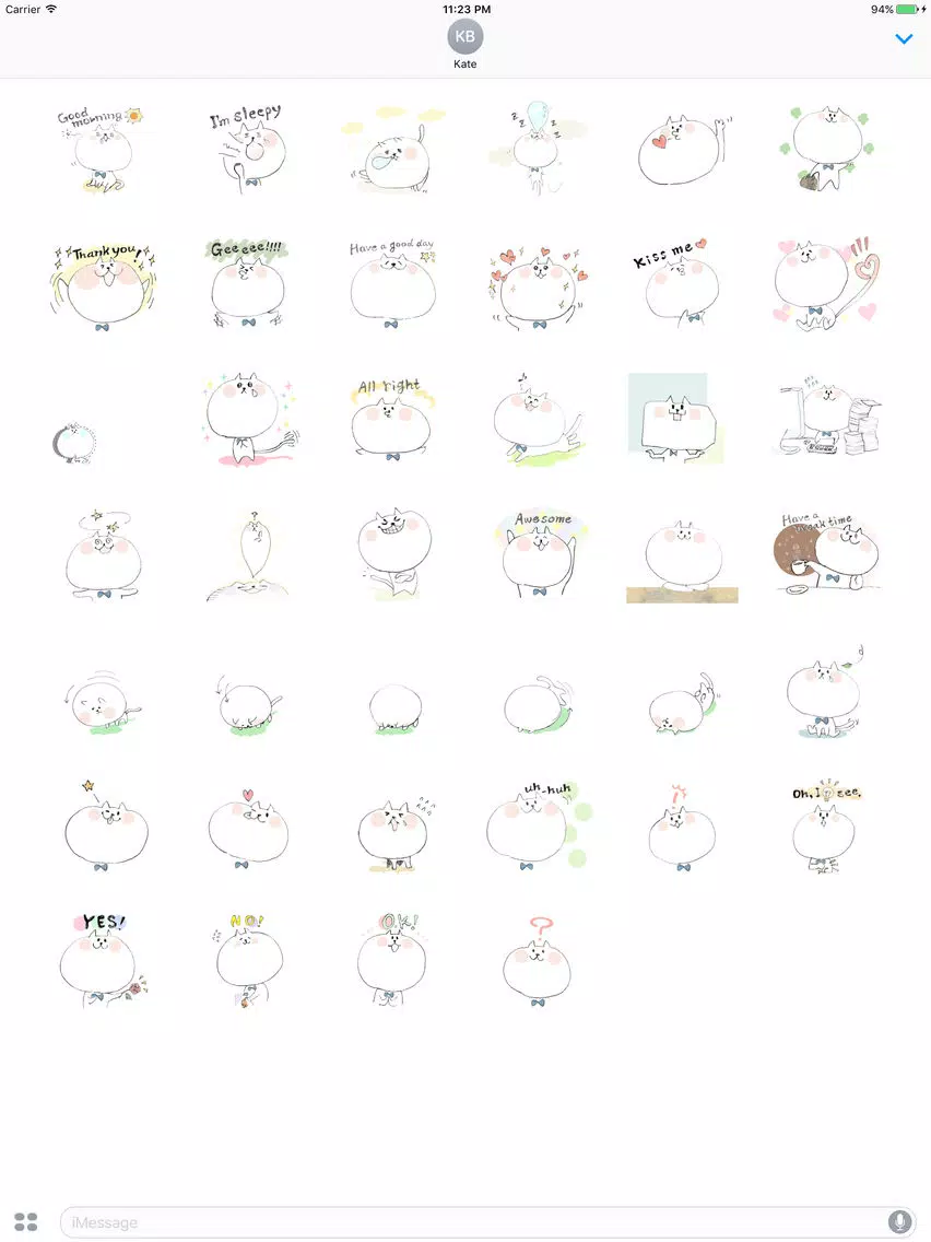 Tiin The Lovely White Cat English Sticker iPad Screenshots