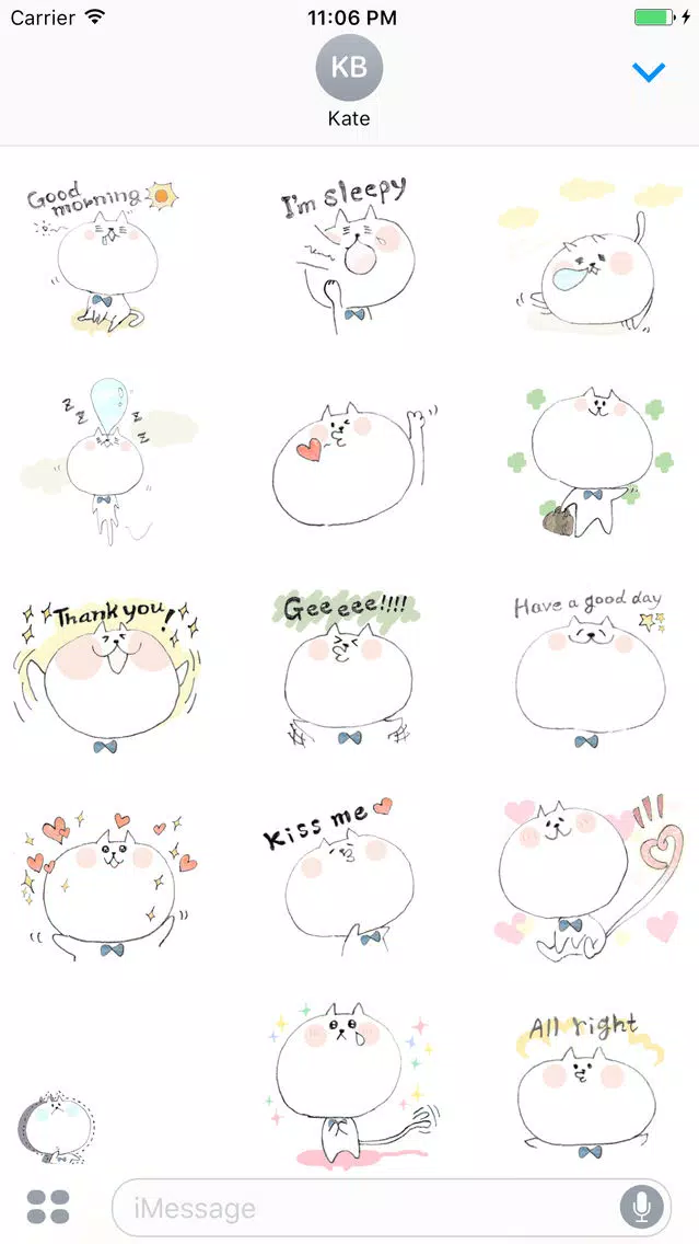 Tiin The Lovely White Cat English Sticker Screenshots