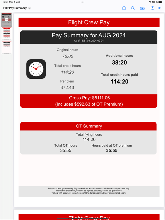 Flight Crew Pay iPad Screenshots