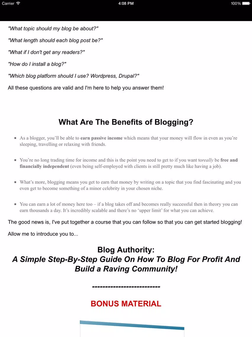 Blog Authority iPad Screenshots