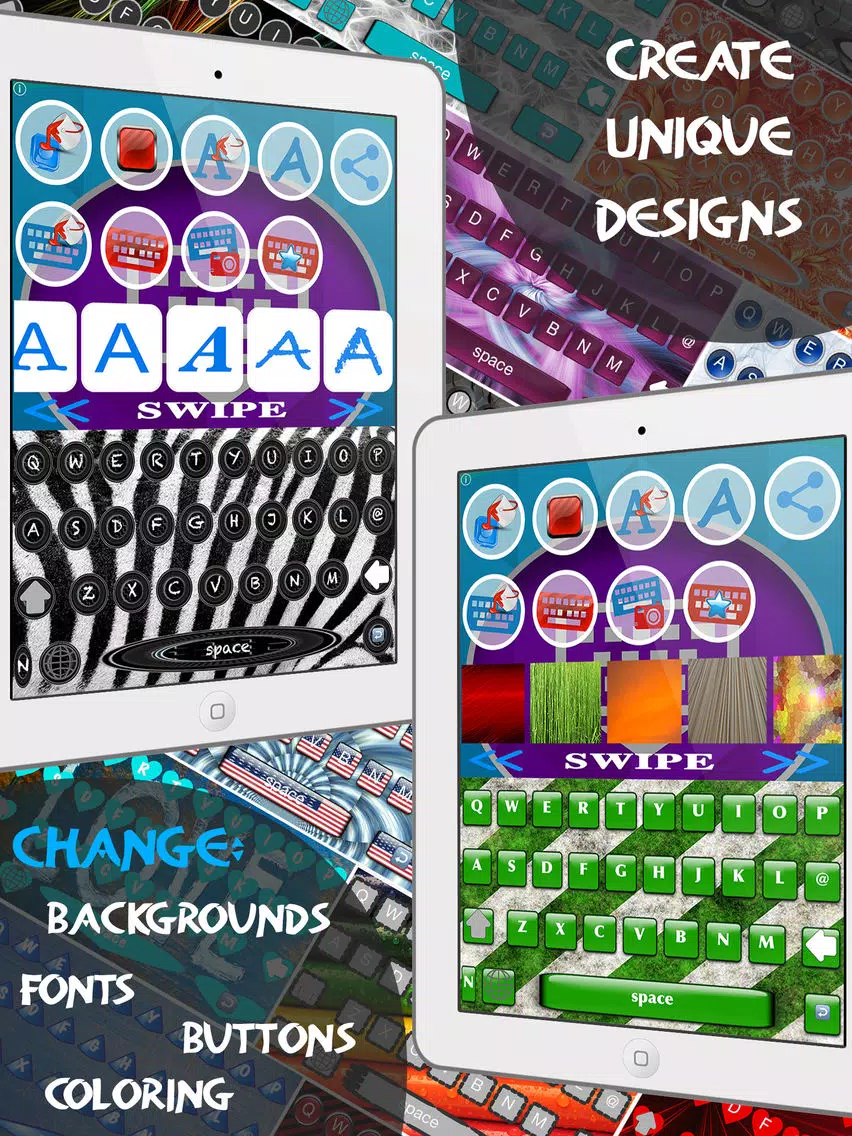 Keyboard Maker - Custom Keyboards Creator allows custom keys, font, backgrounds & photo backgrounds iPad Screenshots