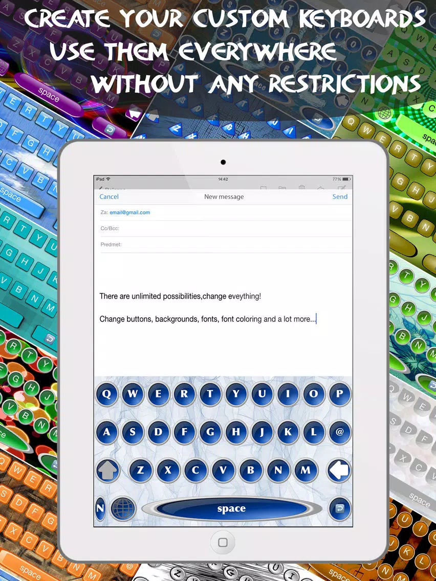 Keyboard Maker - Custom Keyboards Creator allows custom keys, font, backgrounds & photo backgrounds iPad Screenshots
