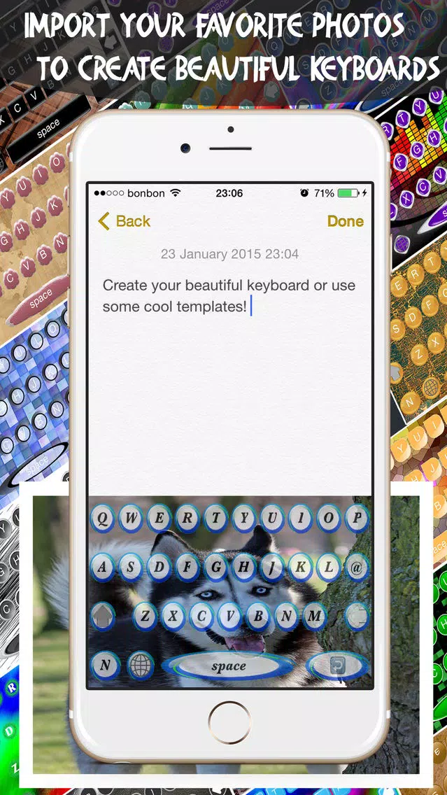 Keyboard Maker - Custom Keyboards Creator allows custom keys, font, backgrounds & photo backgrounds Screenshots