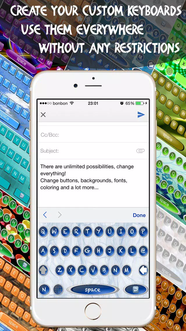 Keyboard Maker - Custom Keyboards Creator allows custom keys, font, backgrounds & photo backgrounds Screenshots
