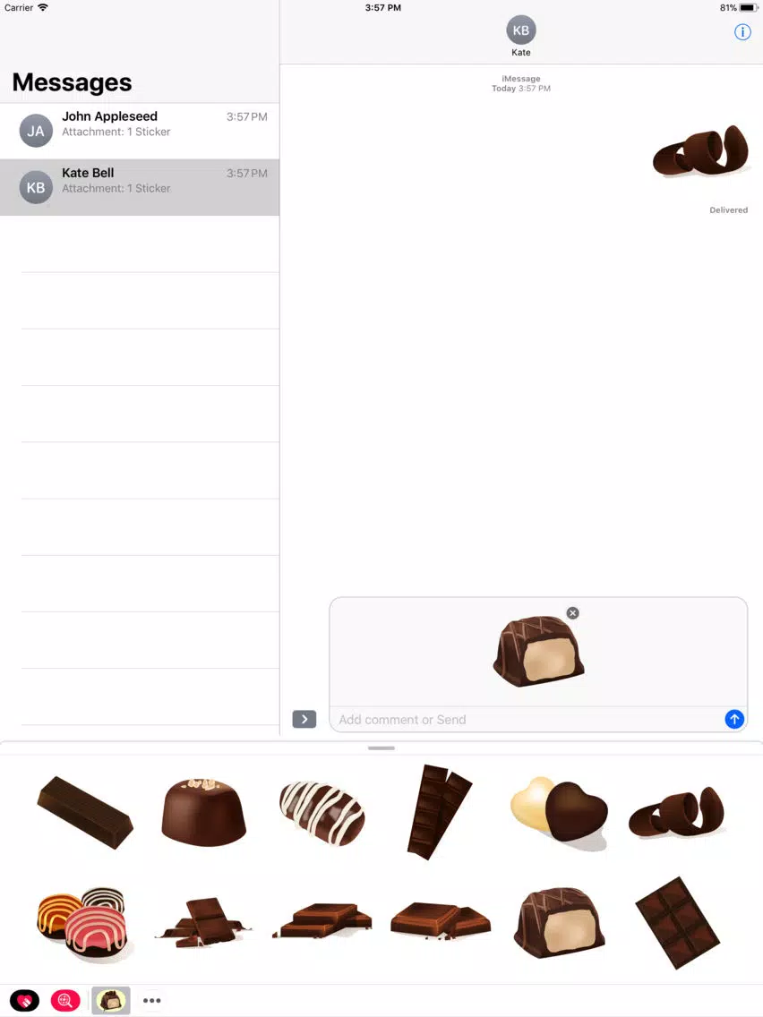 Milk Chocolate Bar Stickers iPad Screenshots