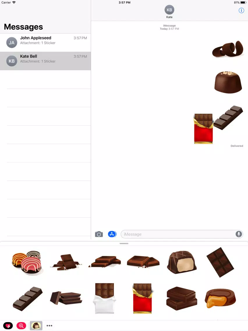 Milk Chocolate Bar Stickers iPad Screenshots