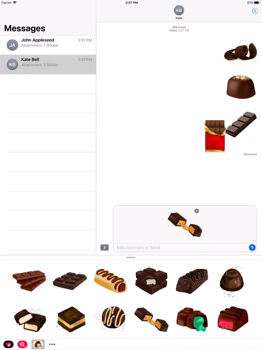 Milk Chocolate Bar Stickers iPad Screenshots