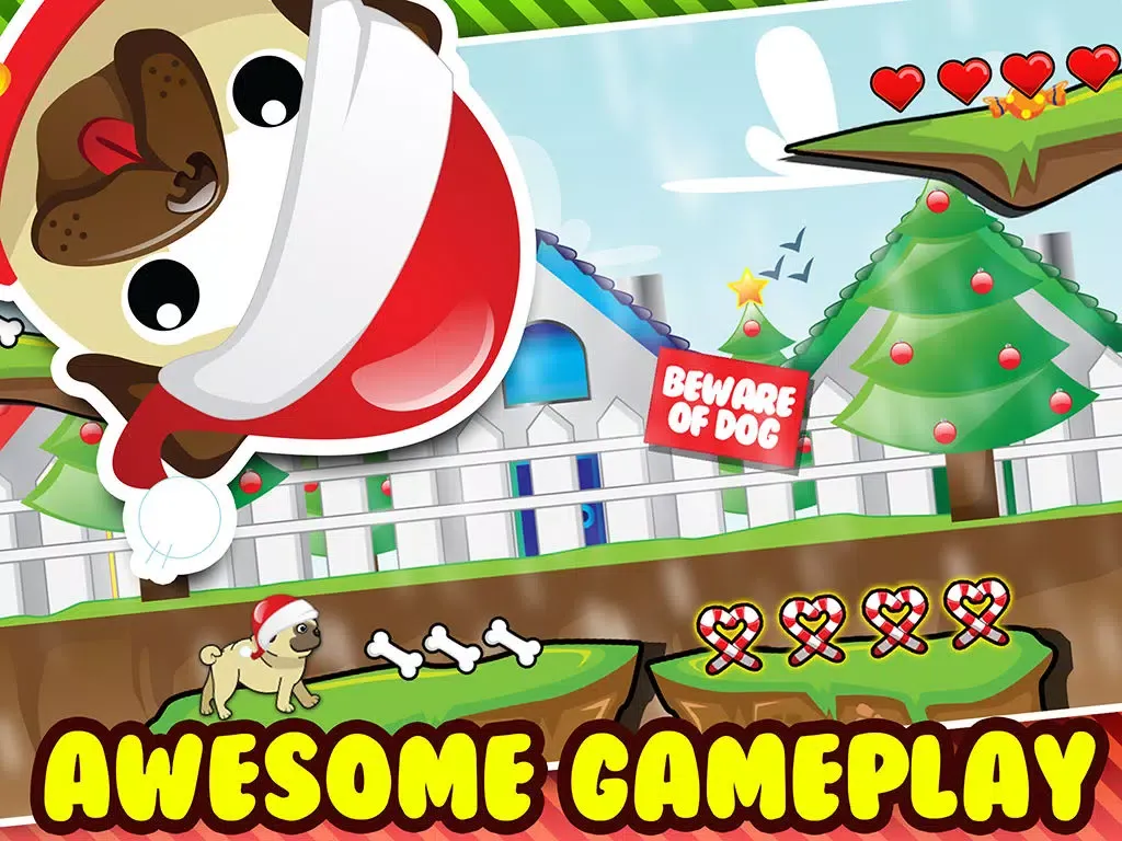 Ảnh chụp màn hình của Pet Pug Xmas Eve Run : Free iPad 