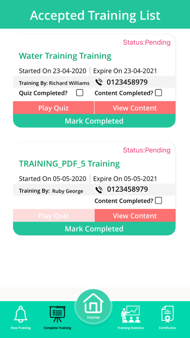 Team Training Screenshots