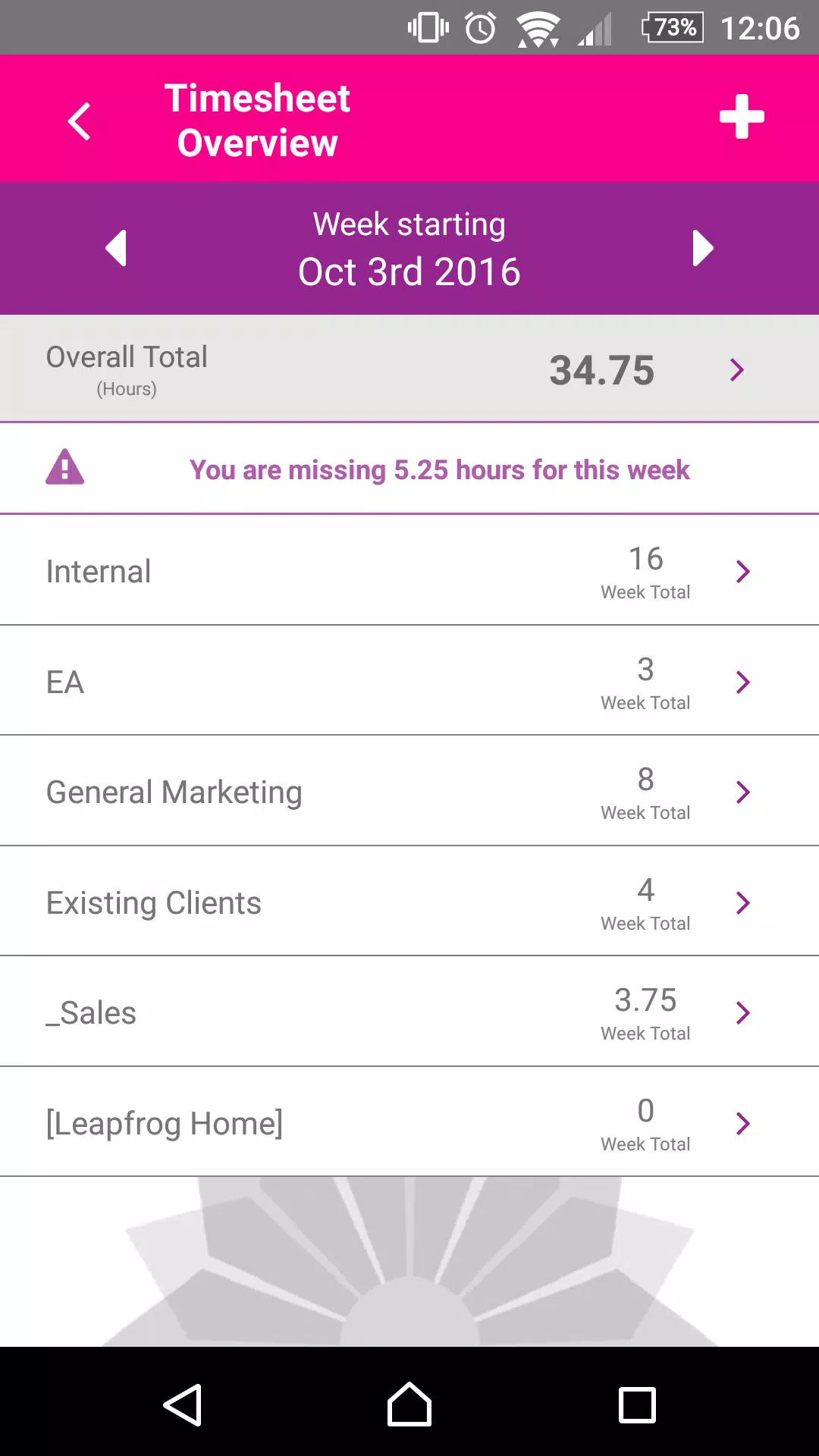 Tempora Timesheet Screenshots