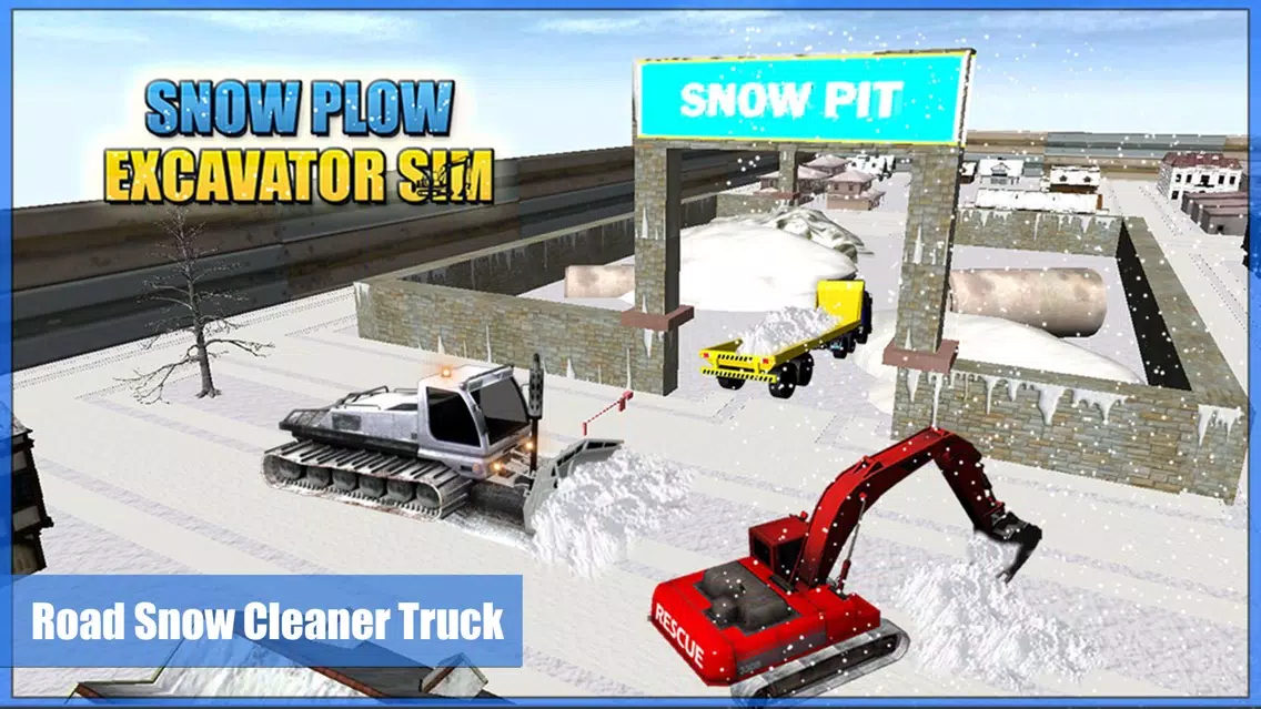 Snow Plow Excavator Sim 3D - Heavy Truck & Crane Rescue Operation for Road Cleaning Screenshots