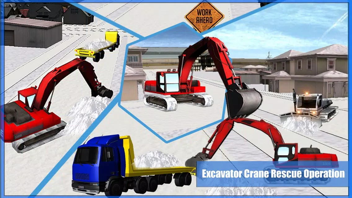 Snow Plow Excavator Sim 3D - Heavy Truck & Crane Rescue Operation for Road Cleaning Screenshots