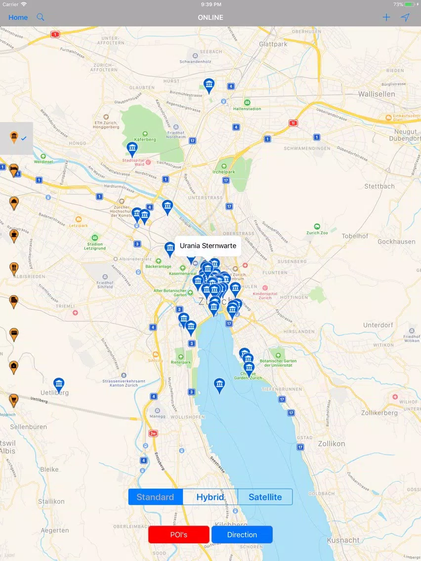 Zurich (Switzerland) Map iPad 스크린샷