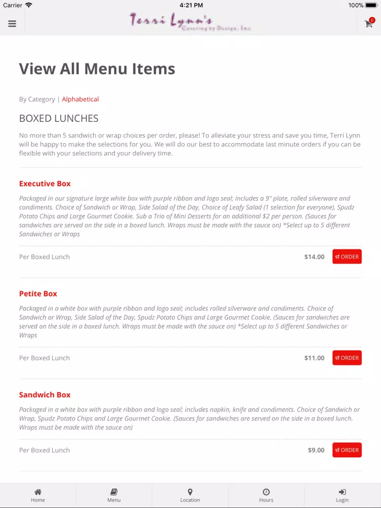 Terri Lynn's Catering iPad Screenshots