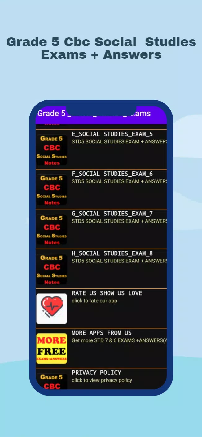 Grade 5 Social Studies Exams+A Screenshots