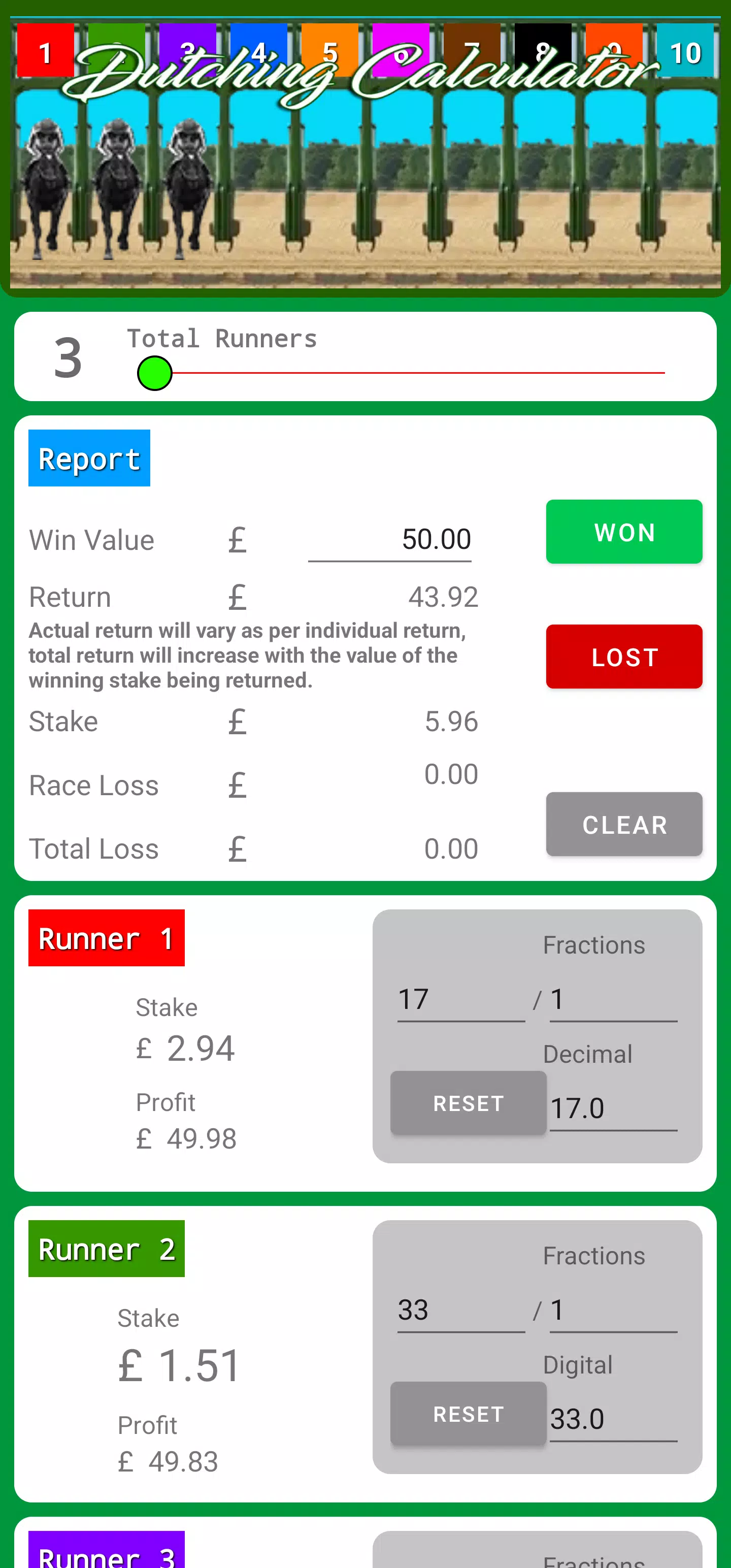 Dutching Calculator Lite Screenshots