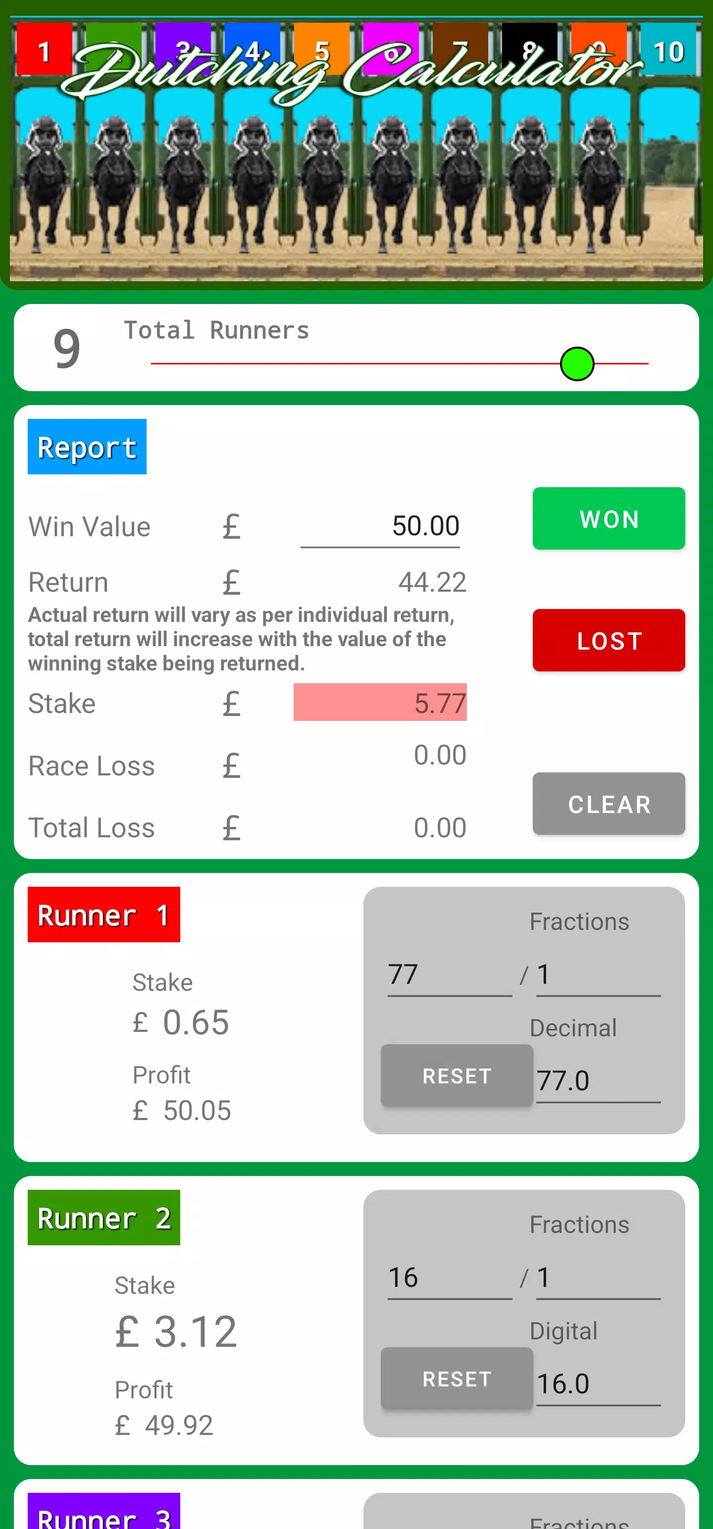 Dutching Calculator Lite Screenshots