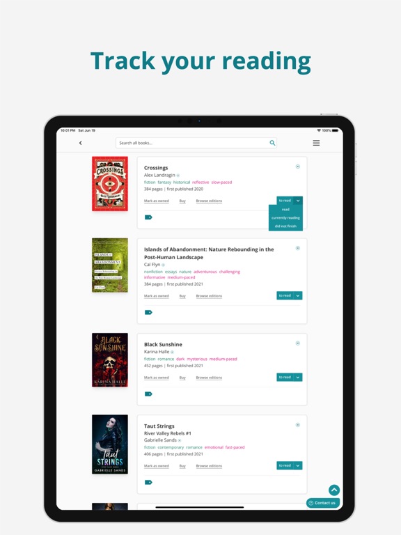 StoryGraph: Reading Tracker iPad Screenshots